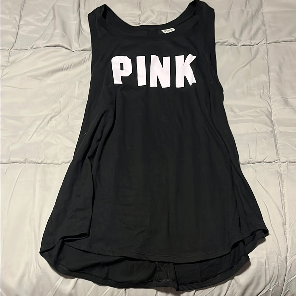 PINK Victoria's Secret Black Tank Top with White Lettering